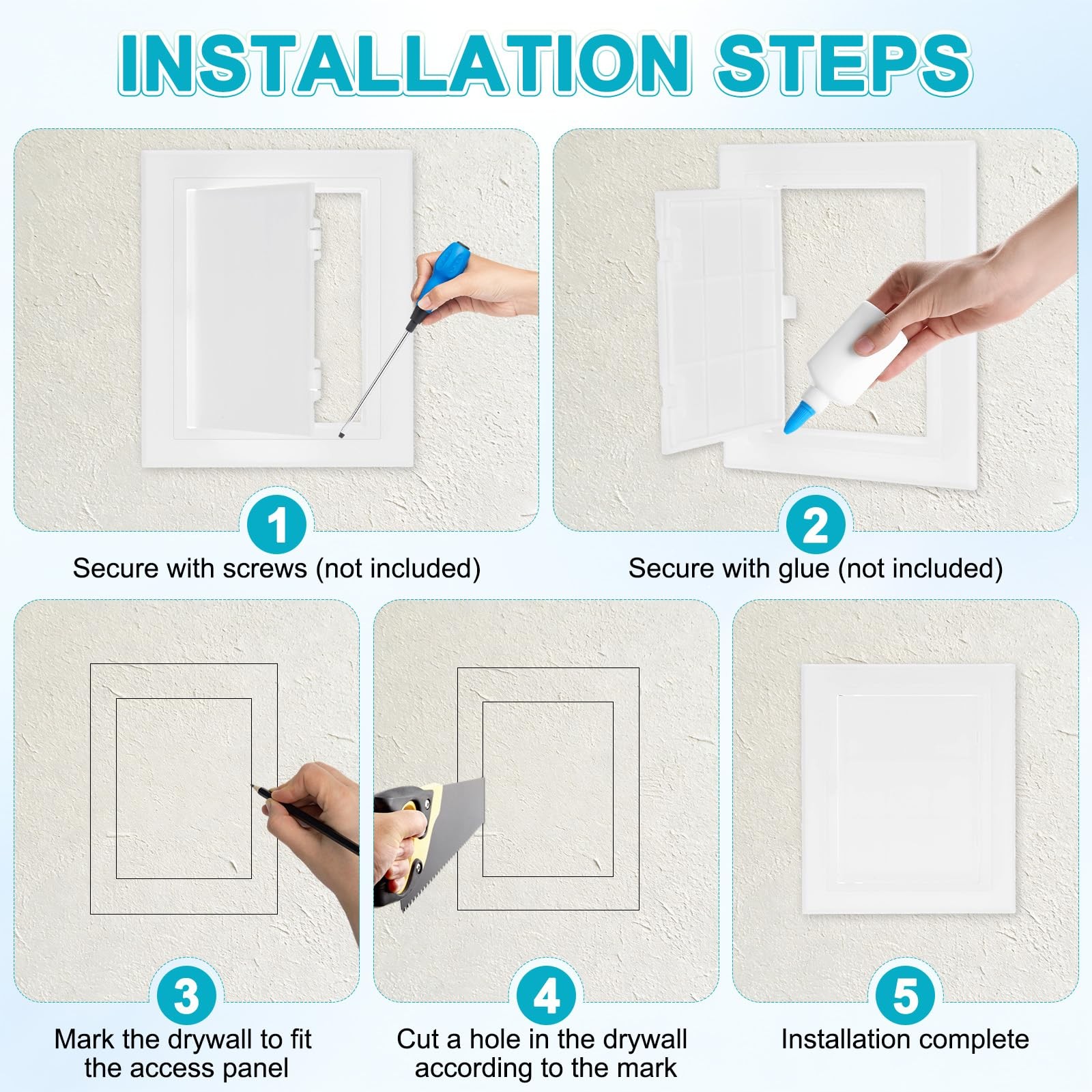 2-Pack Access Panel for Drywall, 4.5x6 Inch Plastic Wall Hole Cover Access Do...