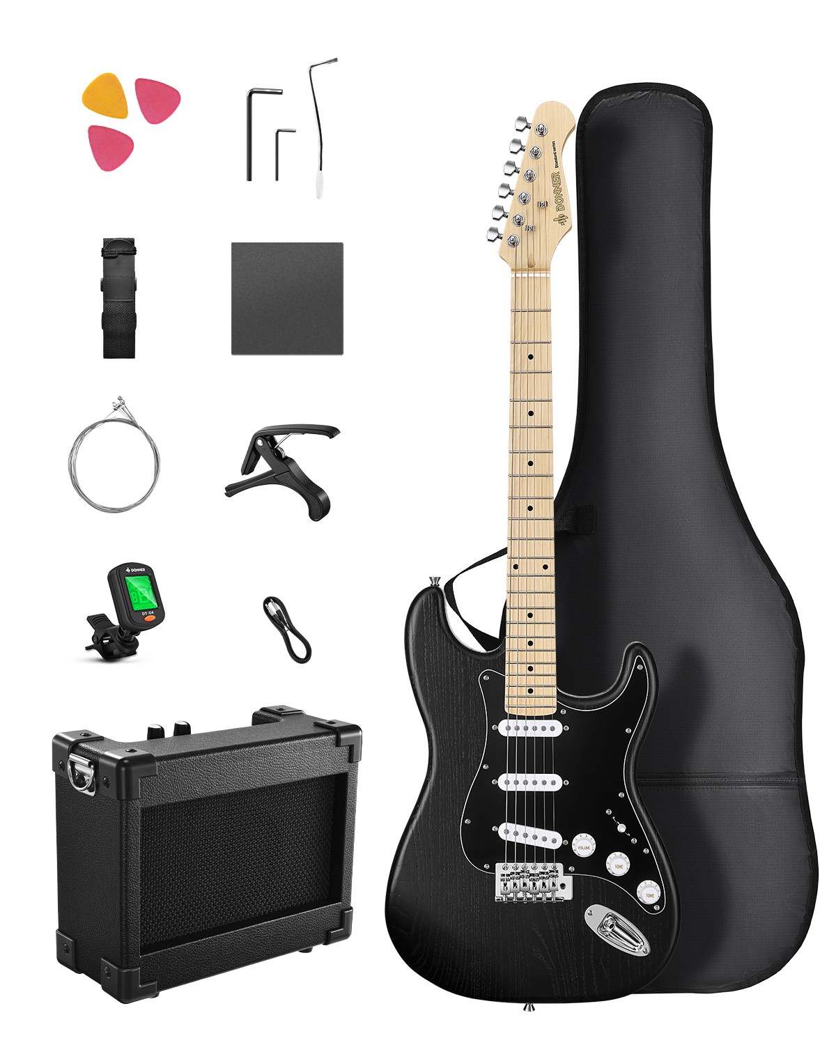 Donner DST-80 Electric Guitar Black Black Black