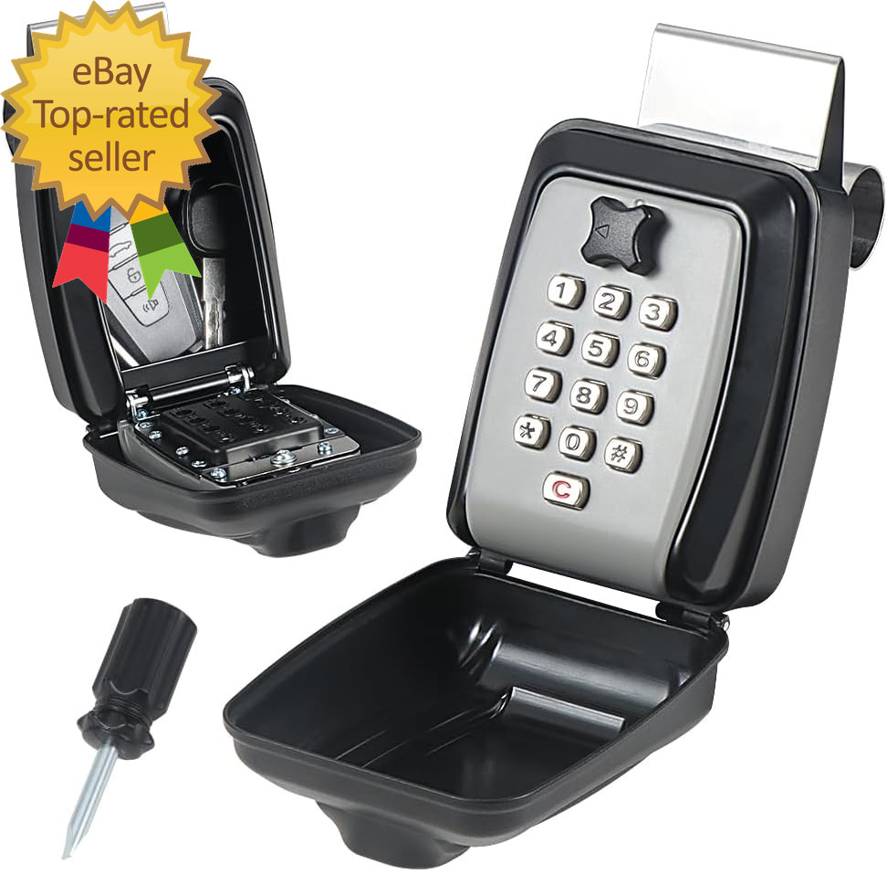 Car Window Punch Button Lock Box Black Portable Car Key  Sturdy Waterproof Large
