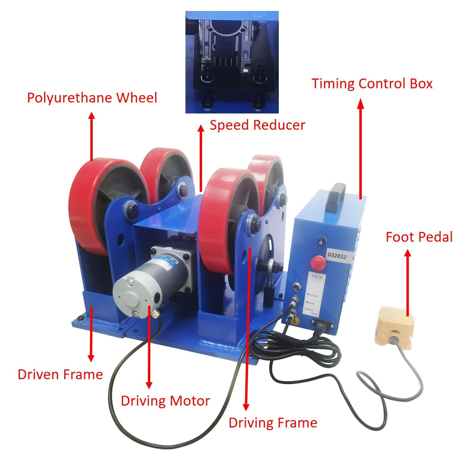 2200lbs Timer-Controlled Welding Turning Roller Linkage Roller 1.97''~23.62''