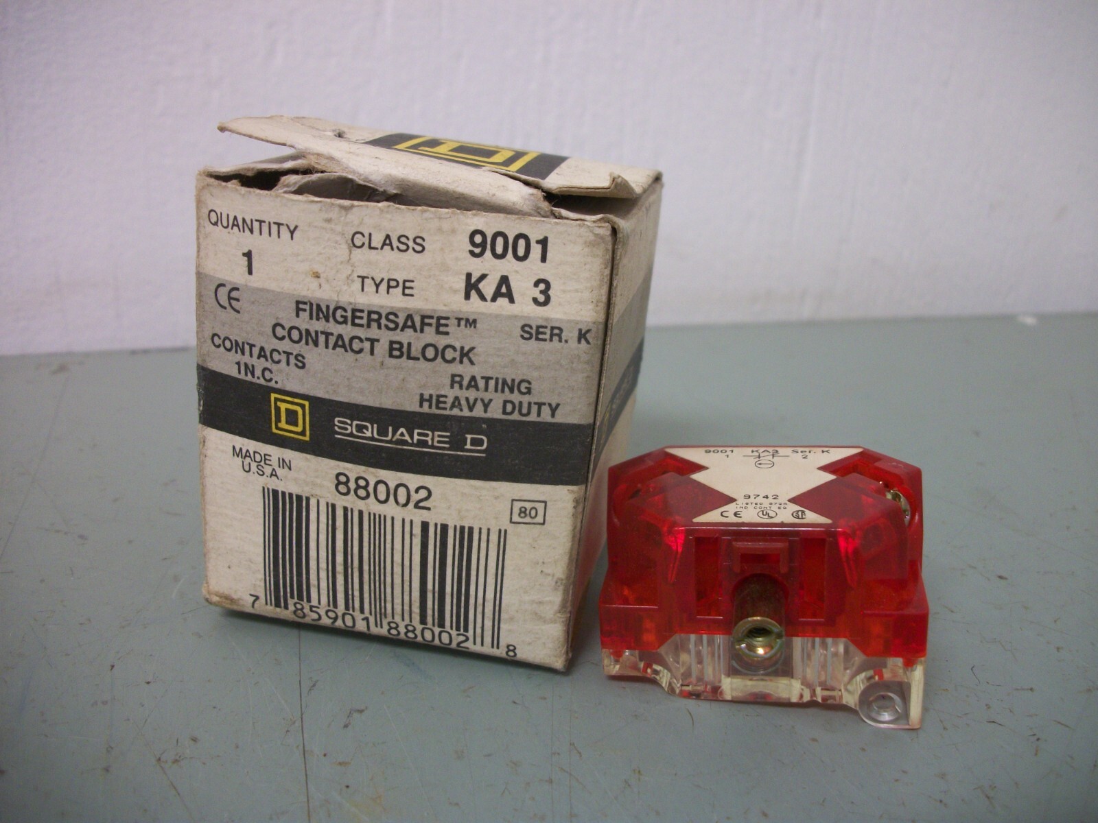 SQUARE D 1N.C. FINGERSAFE CONTACT BLOCK 9001KA3 NIB