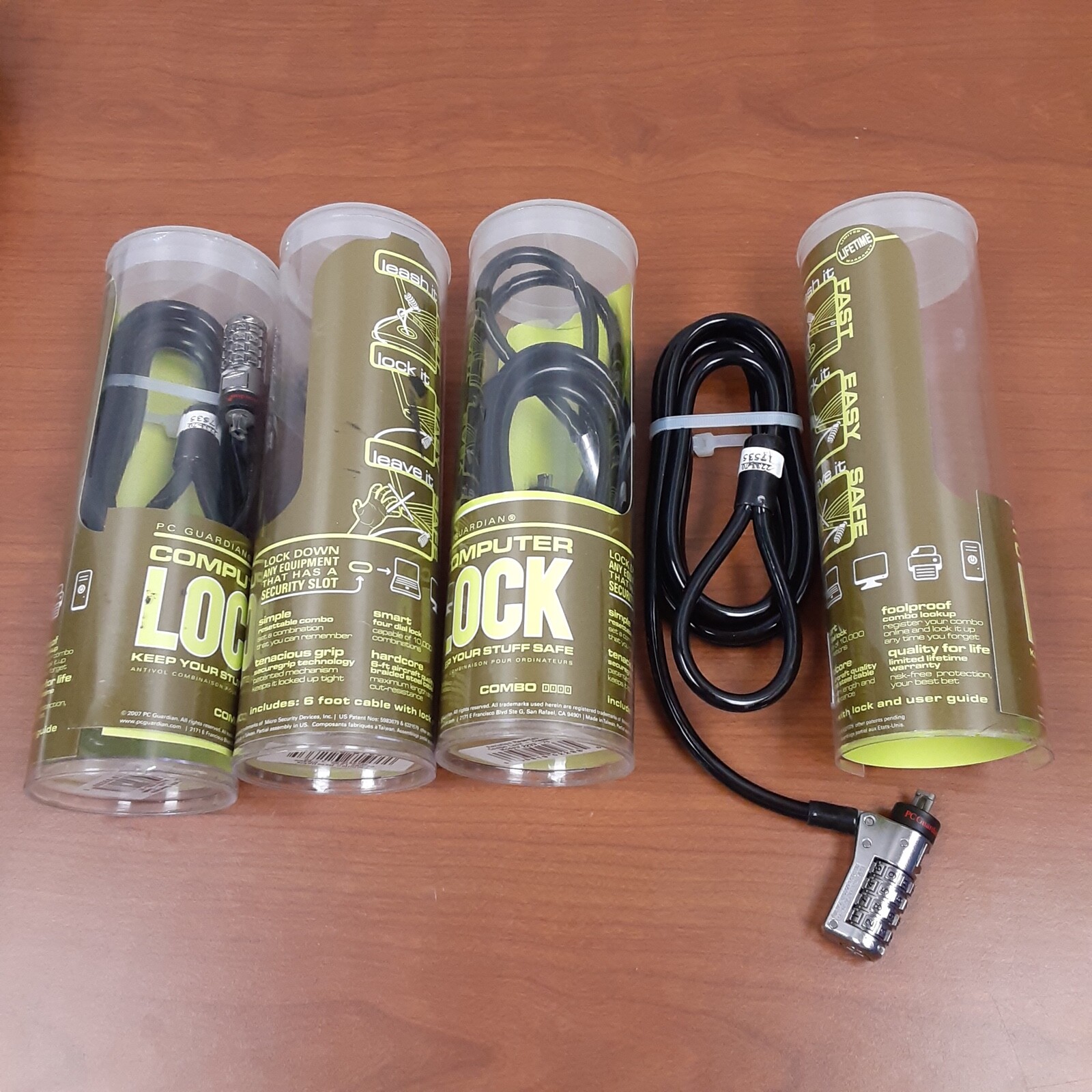 PC Guardian Cable Computer Lock...Lot of 4...NEW!
