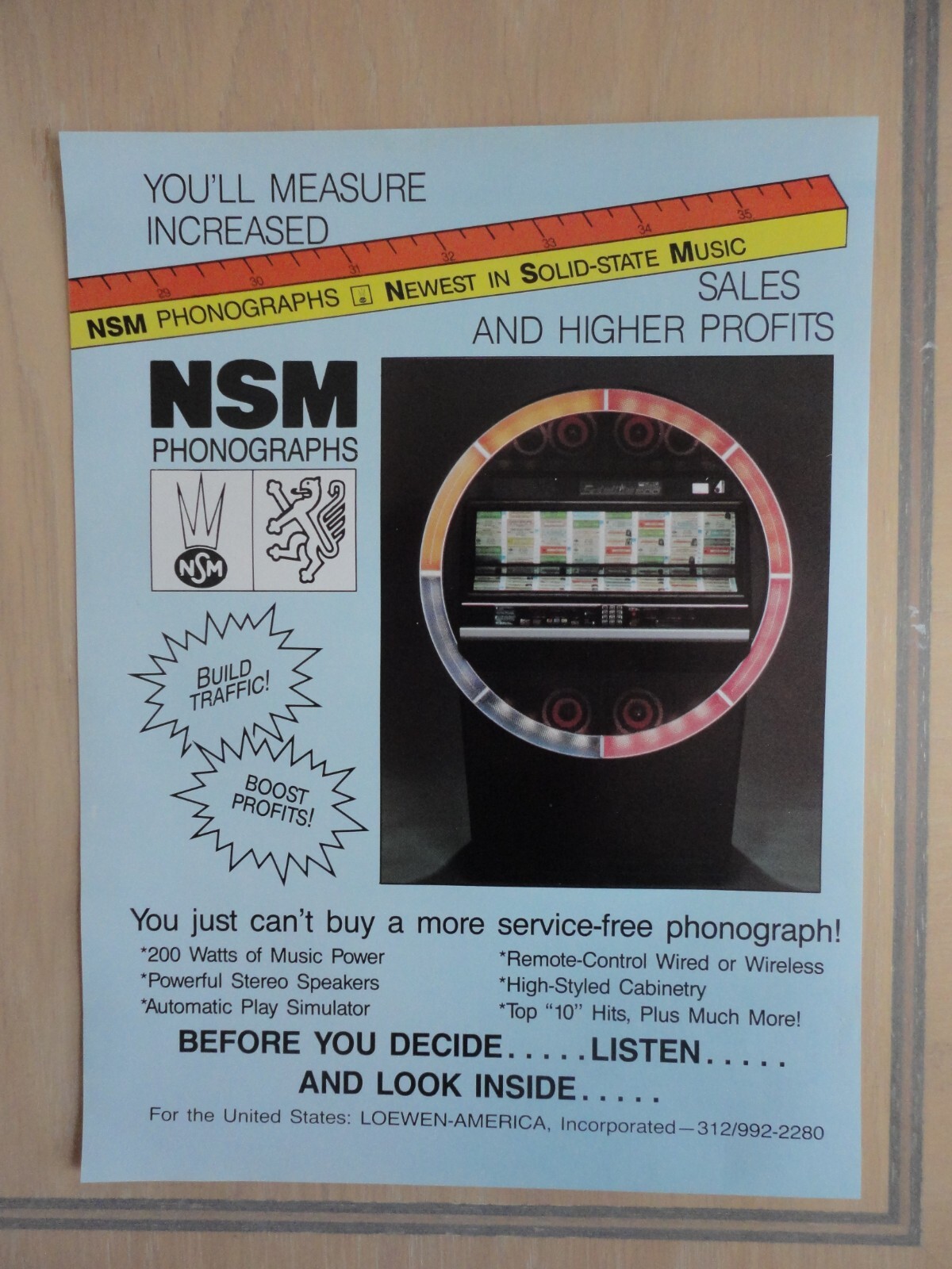NSM  Jukebox Flyer Original Magazine Pull Out Advertisement