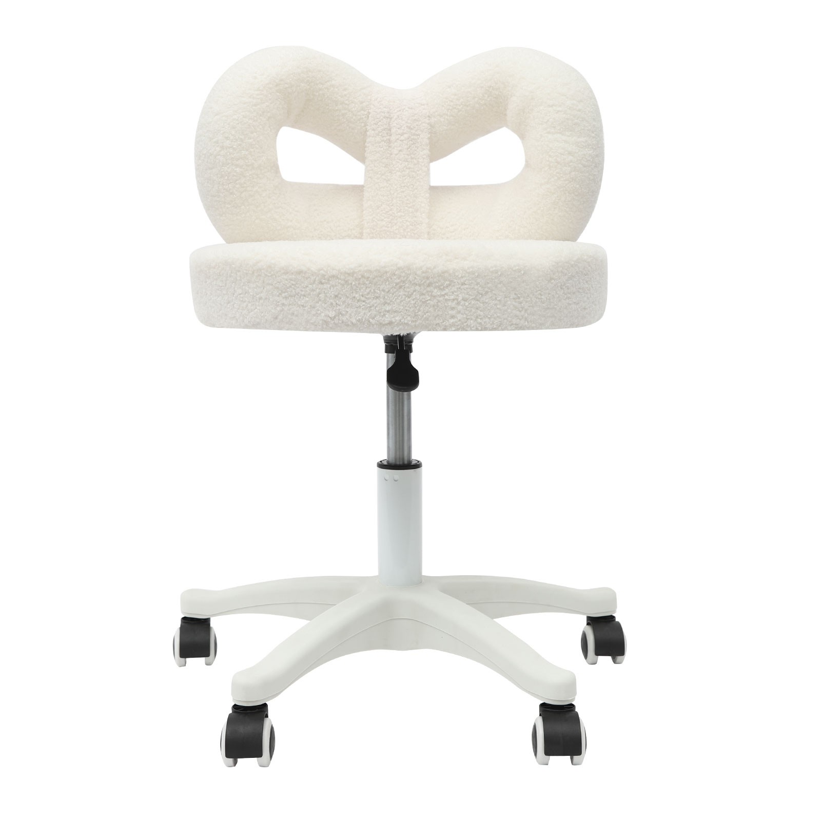 PU Lambswool Cute Bow Backrest Chair, Roller Chair, Make-up Chair