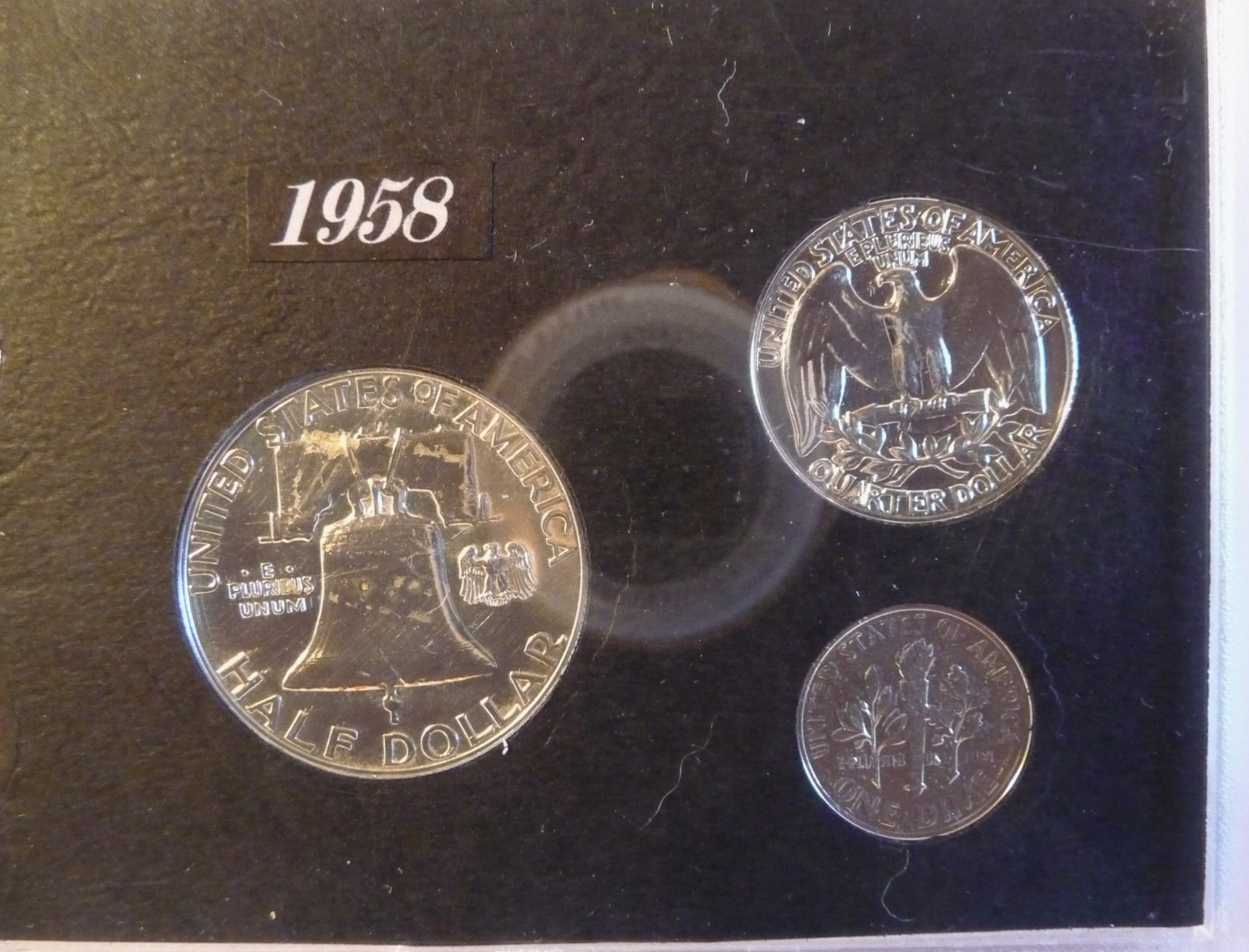 1958 Proof Set 5 coins 3 are silver coins