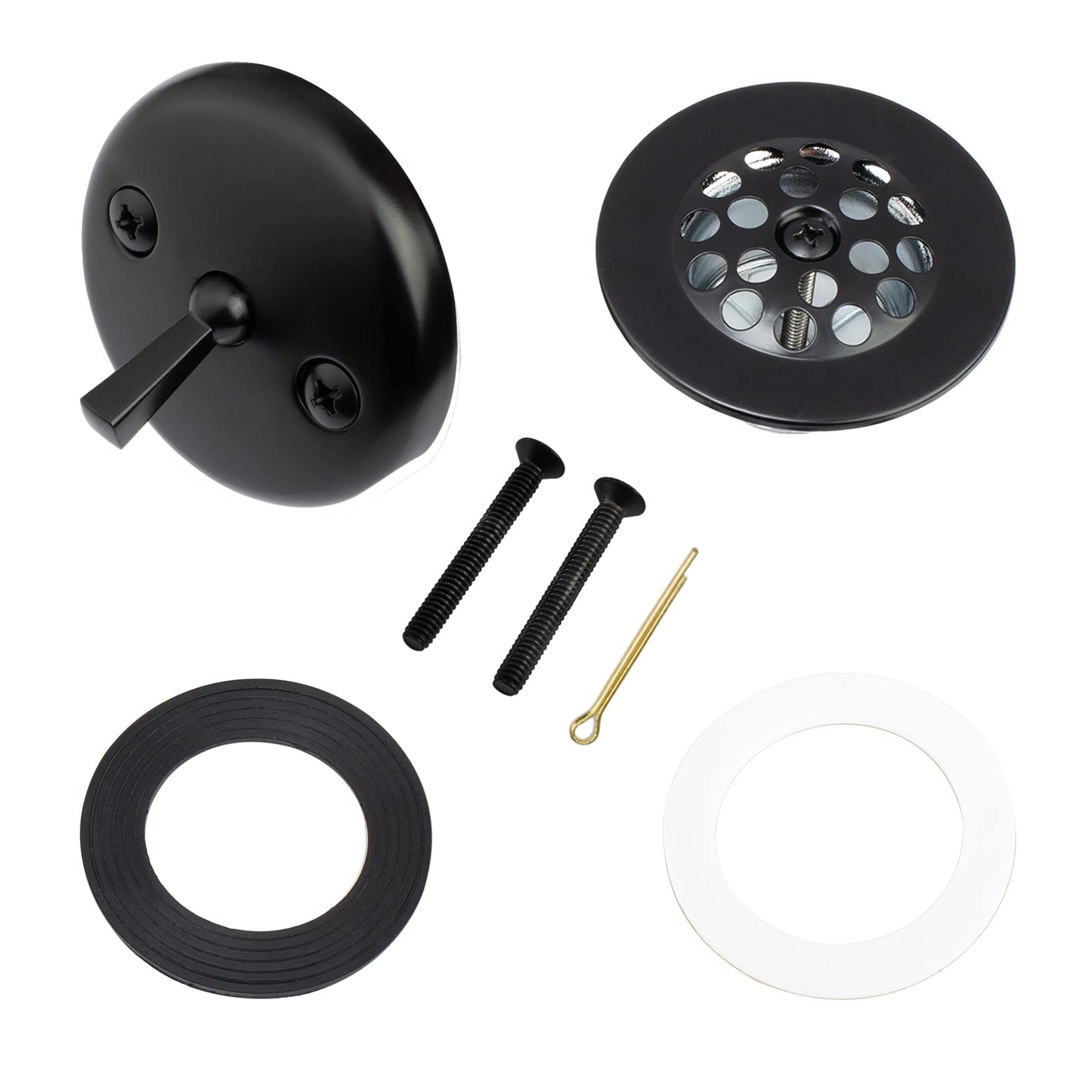 Matte Black Trip Lever Tub Trim Kit Set with 3 x 0.5 x 3 inches, MATT BLACK