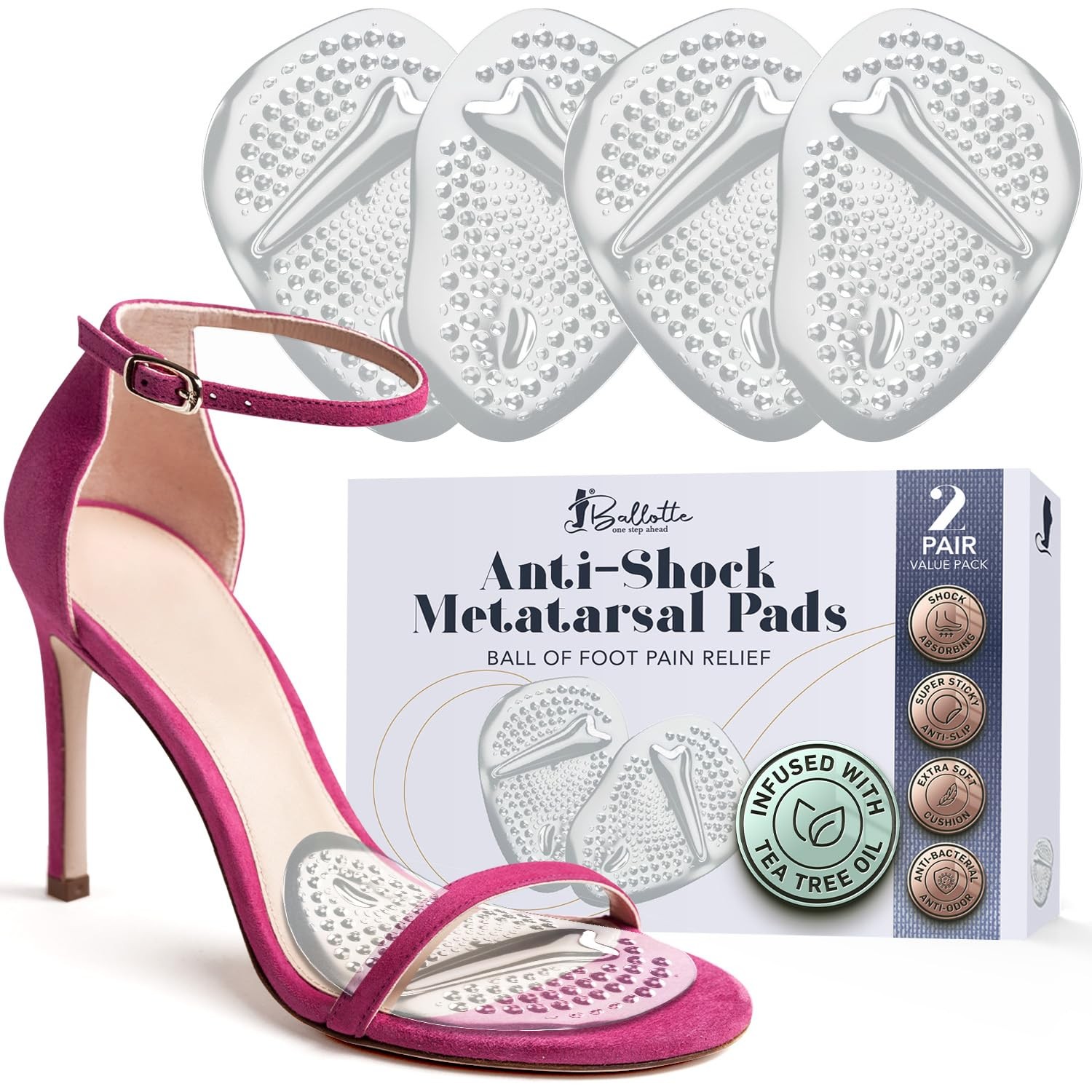 Metatarsal Pads for , Silicone Foot Cushions for High Heels, of Foot Pain , N...