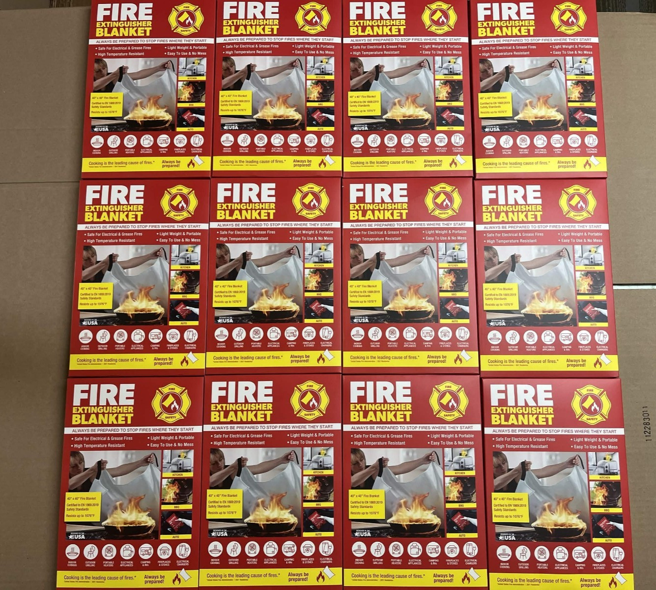 Klear Concepts Fire Blanket 12 Pack 40 x 40 Emergency Fire Suppression Kitchen