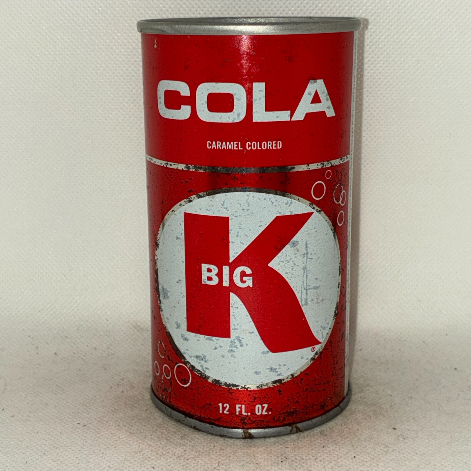 1970's Big K Cola Soda can (Kroger brand), bottom opened