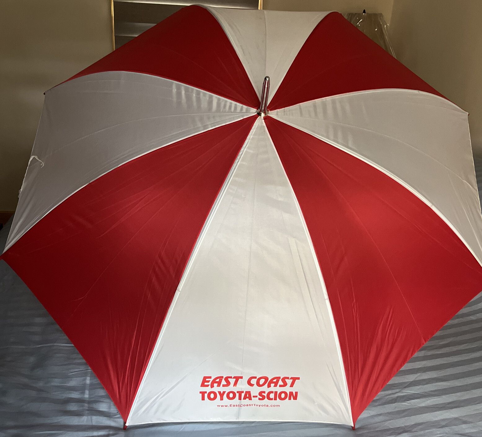 Golf Umbrella - East Coast Toyota-Scion Red & White 60” Arc 40” Long