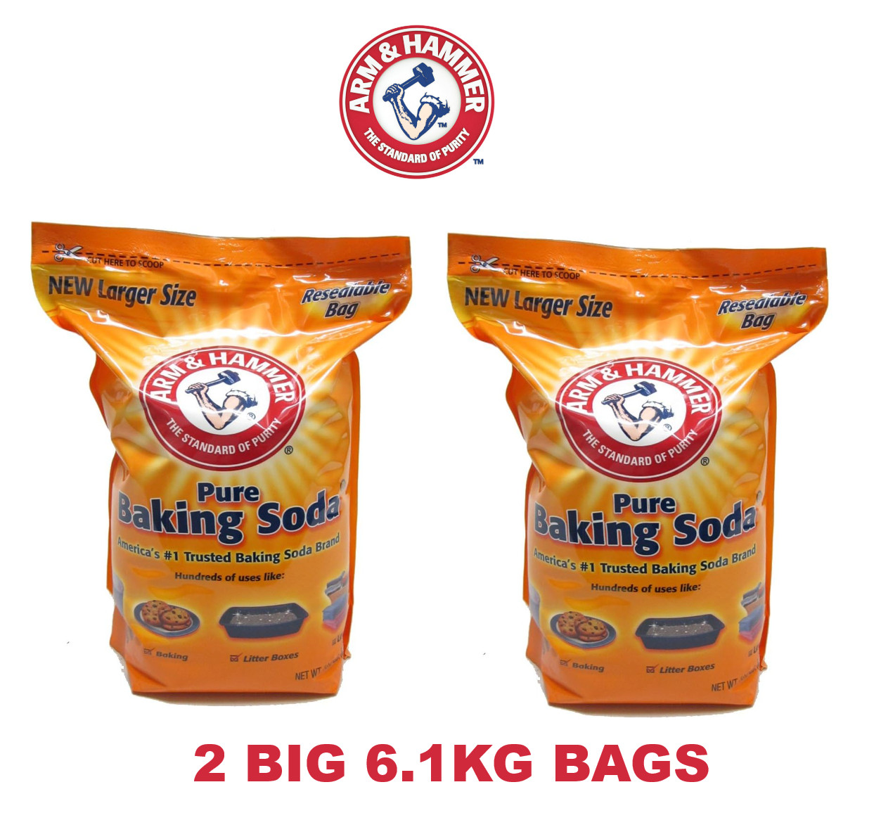 Arm & Hammer Pure Baking Soda Bi-carb 6.1kg Food Grade Bulk Safe Cleaning Bag