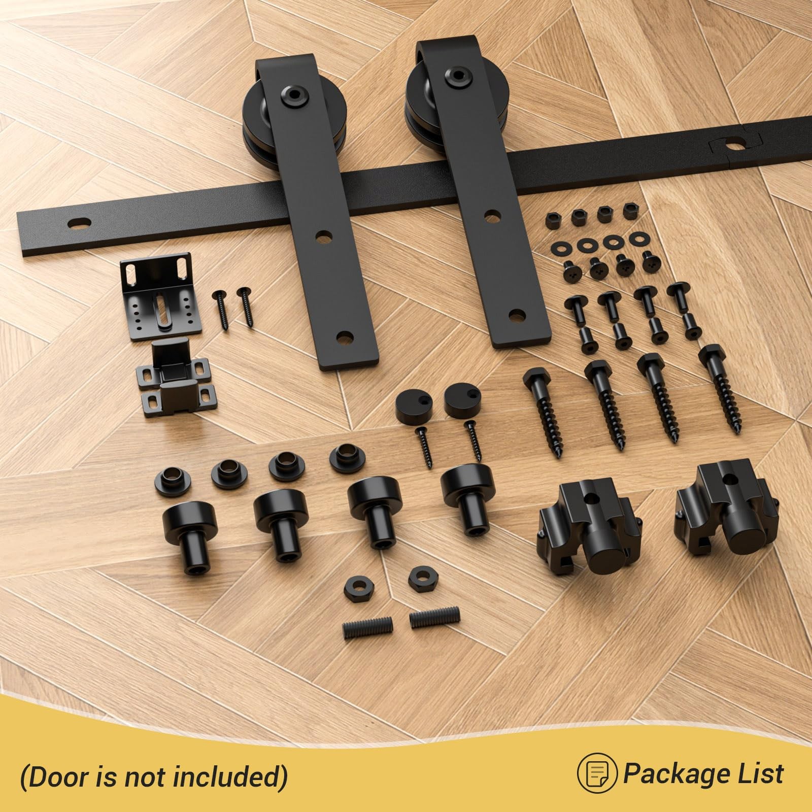 CCJH 4FT Mini Sliding Barn Door Hardware Kit ‎4FT Track, For Single
