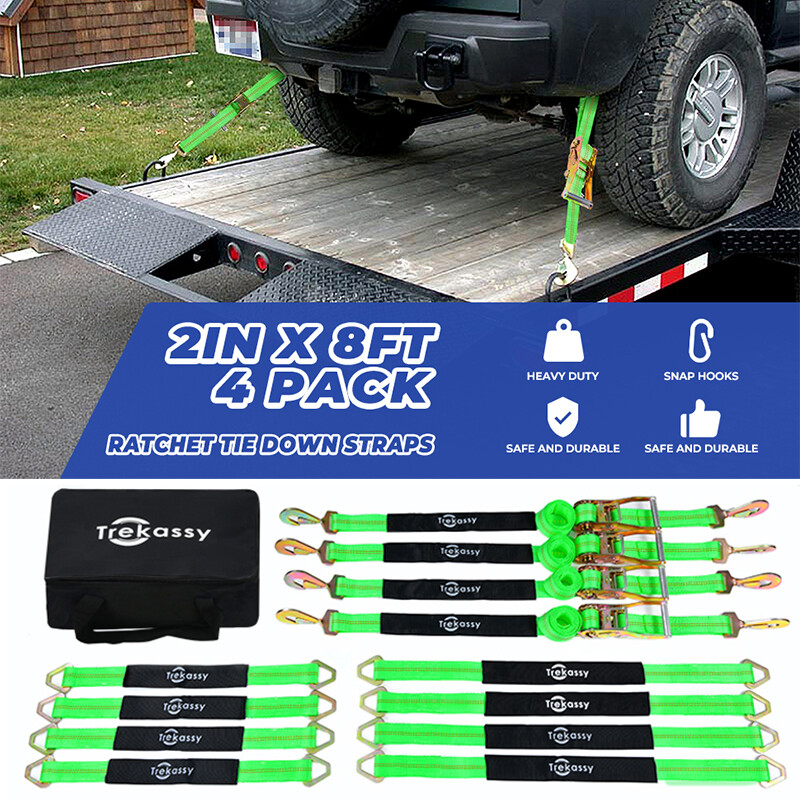 12 Pack Car Tie Down Straps Heavy Duty 10,000 lbs for Trailers Wheel Tow Ratchet