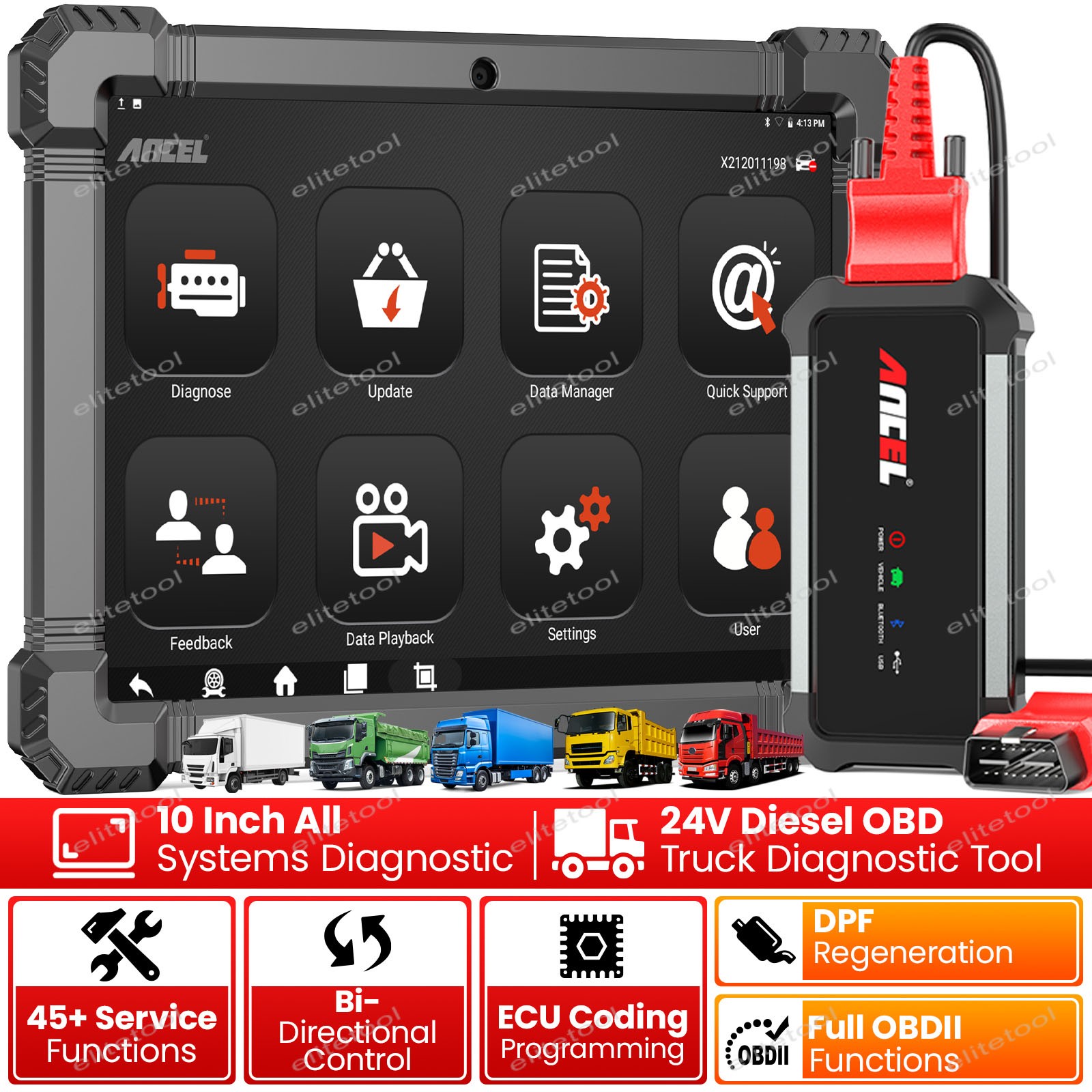 ANCEL X7 HD All System Heavy Duty Truck DPF REGEN Diagnostic Tool For ISUZU MAN