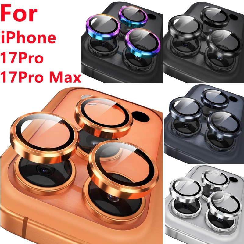 For iPhone 17 Pro Max/17 Pro Metal Ring Tempered Glass Camera Lens Protector