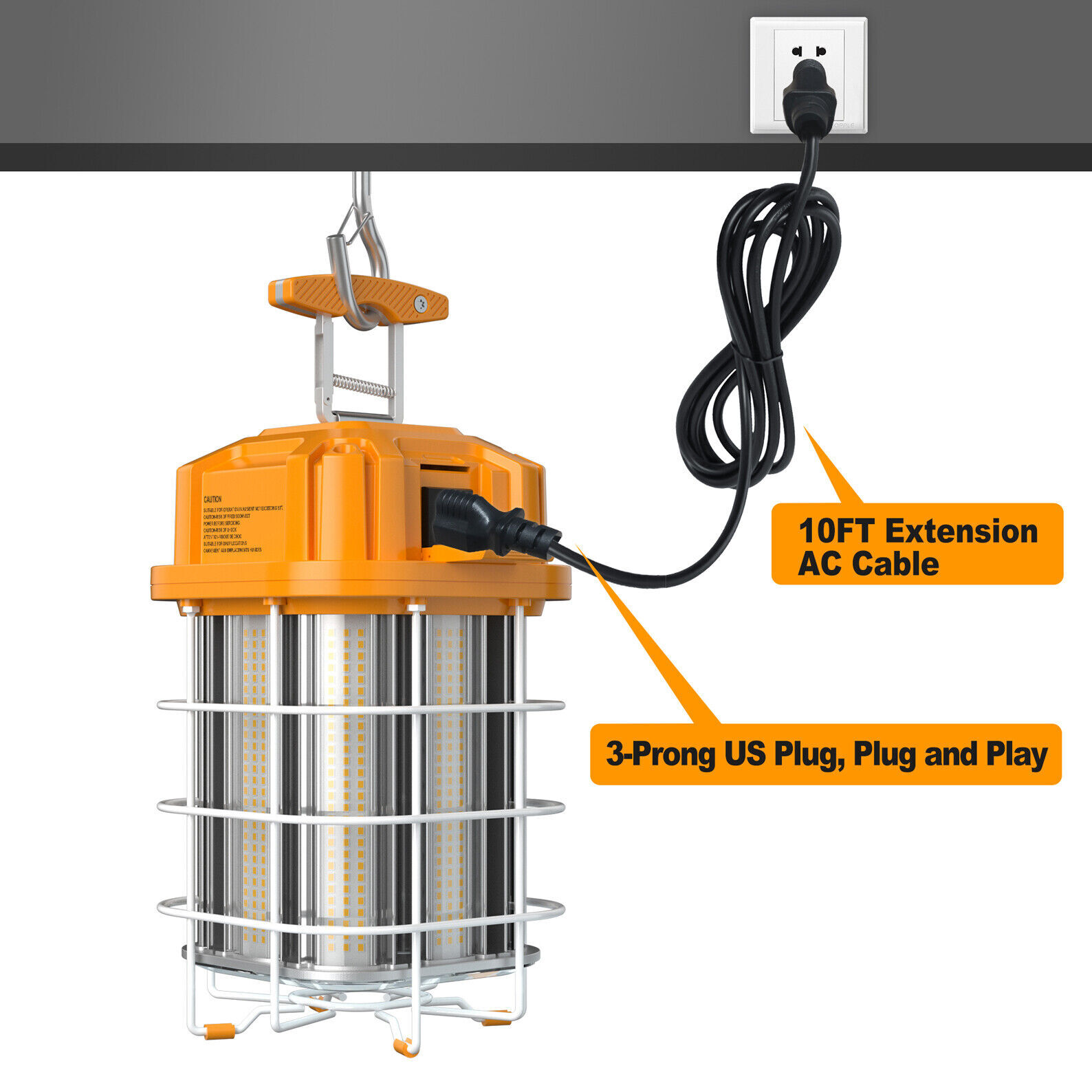 Linkable LED Temporary Work Light 80W Construction Jobsite Hanging Light 11200LM