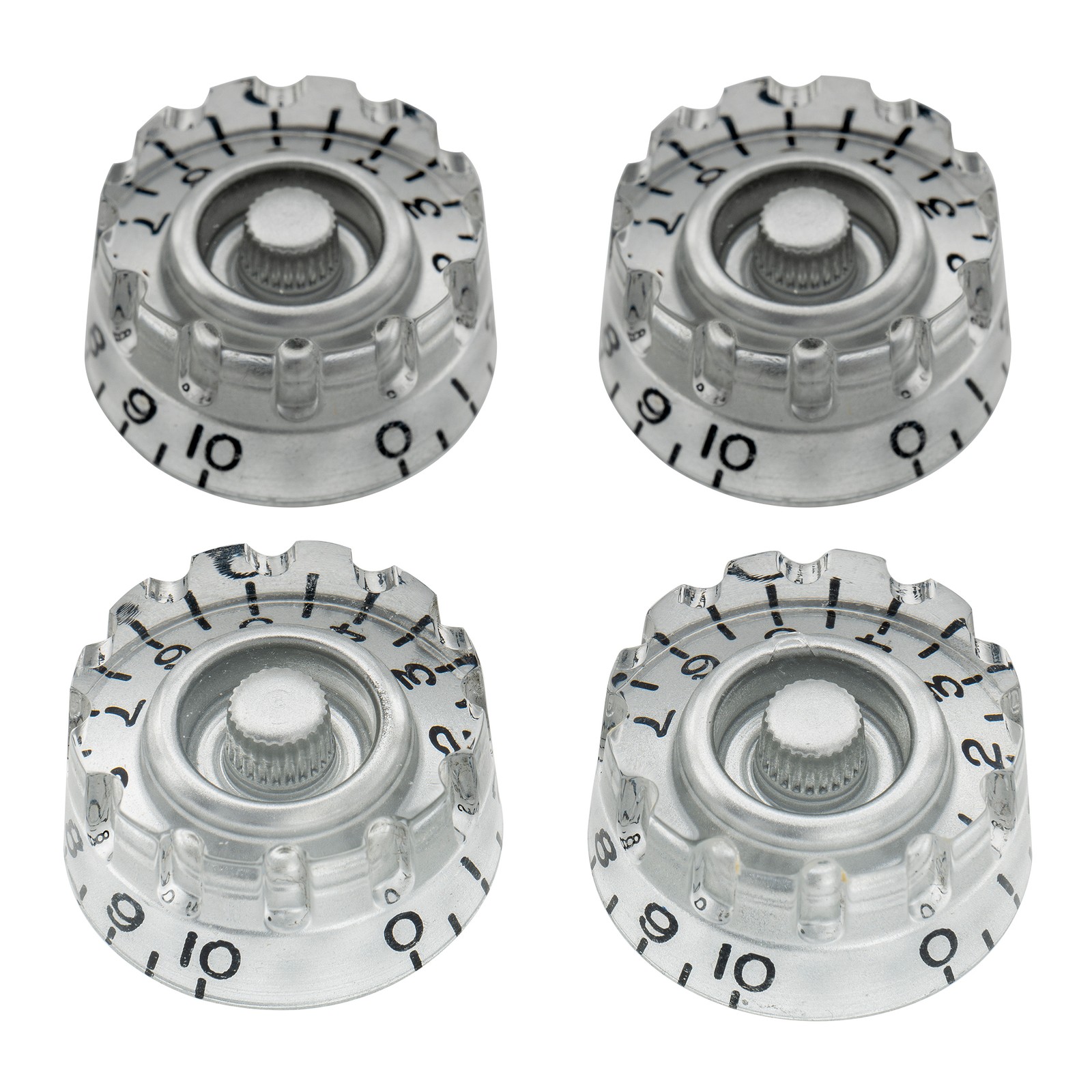 Musiclily Pro 4Pcs Silver Inch Knurled Control Speed Knob For US Les Paul Guitar