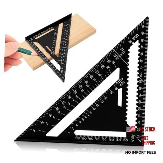 7 Inch Carpenter Square – Aluminum Rafter Square for Woodworking, Precise Black