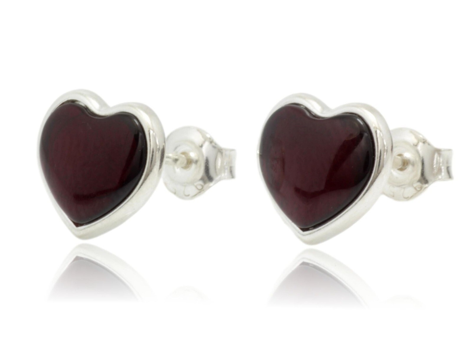 Natural Baltic Amber Sterling Silver 925 Stud Heart Earrings Jewellery