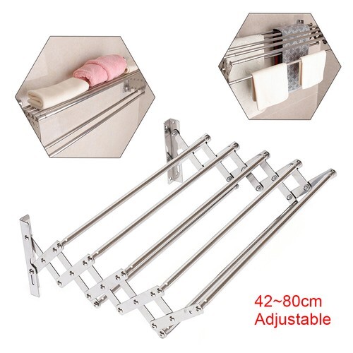 Wall Mounted Clothes Drying Rack Stainless Steel Retractable Laundry Drying Rack