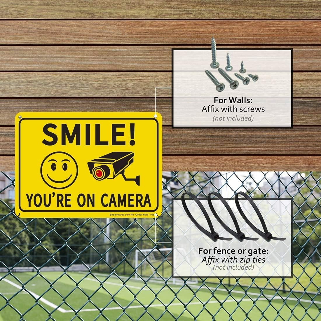 10x7 Smile You’re on Camera Sign - Durable, Reflective Security Signage (2-Pack)