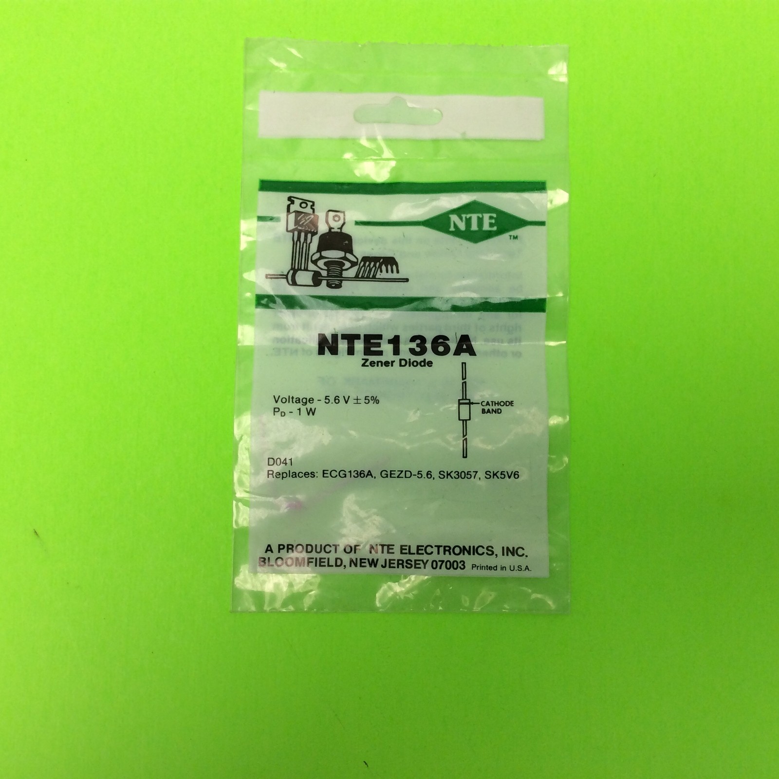 Amp Nte NTE136A Zener Doide Replaces ECG136A GEZD-5.6 SK3057 SK5V6 Resistor