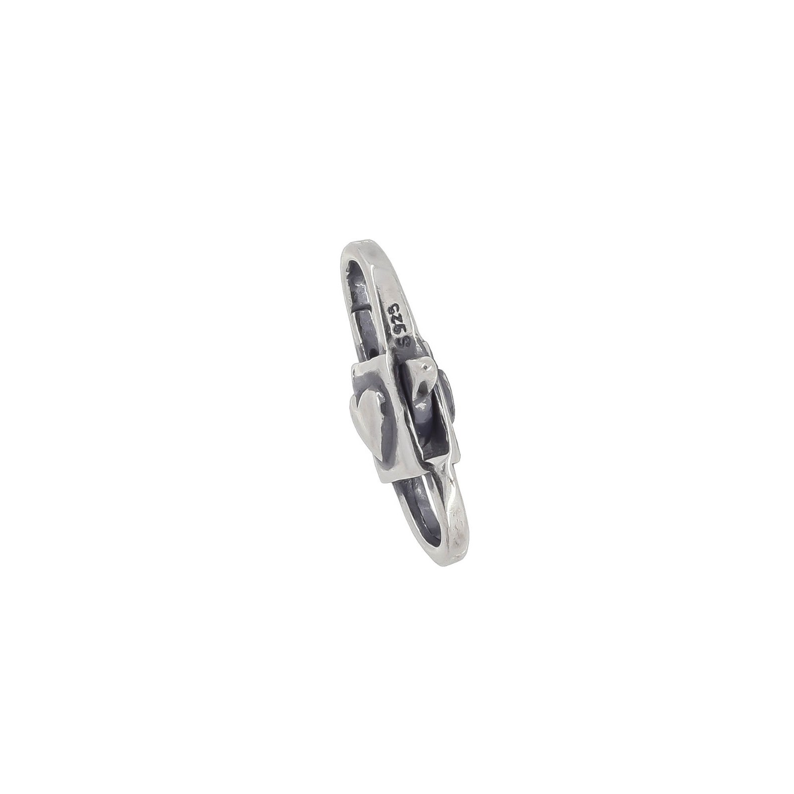 Sterling Silver Small Love Heart Rectangle Lobster Spring Clasp #51716