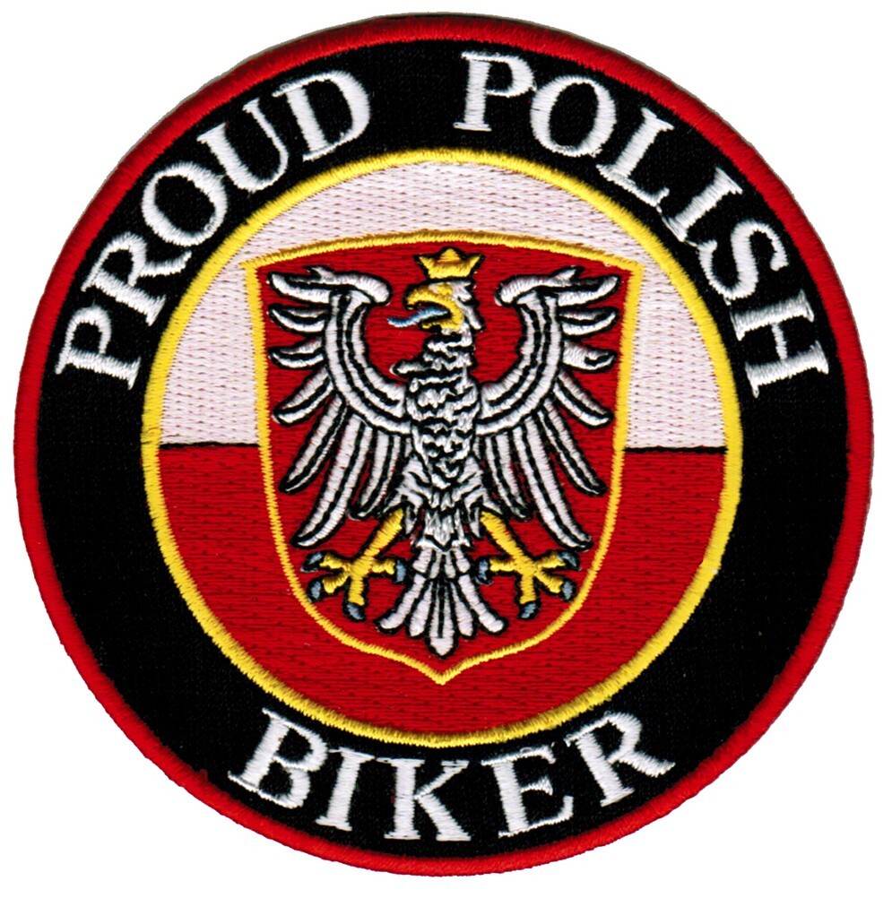 PROUD POLISH BIKER PATCH POLAND FLAG EMBLEM embroidered iron-onPOLSKA SOUVENIR