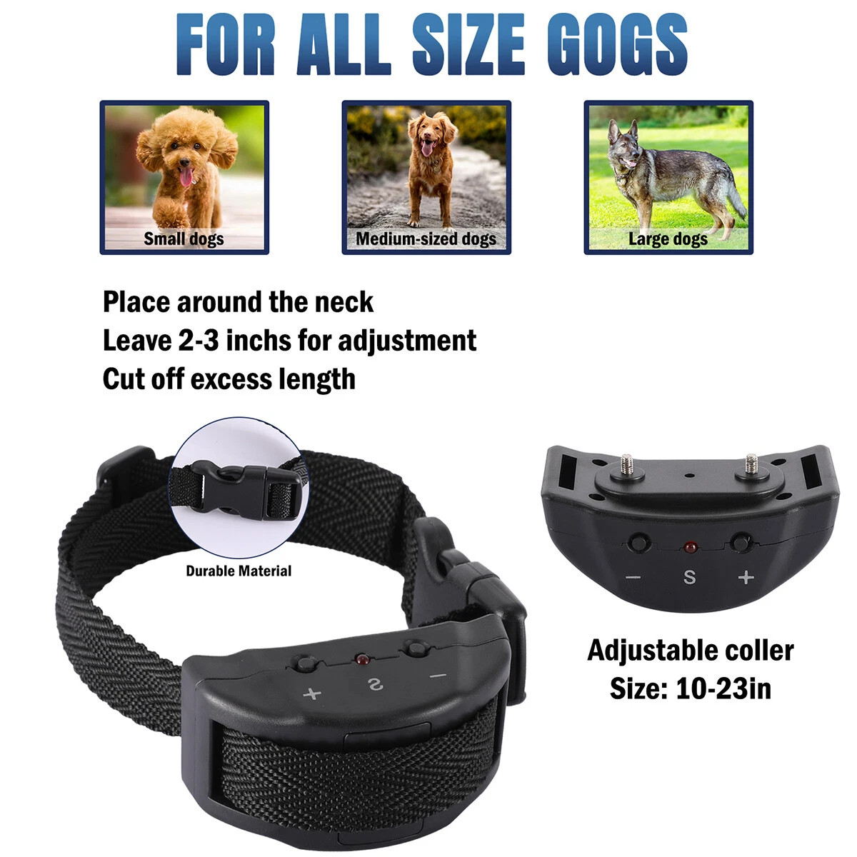 Automatic Anti Bark Barking Dog Shock Control Collar Device Large Medium Small
