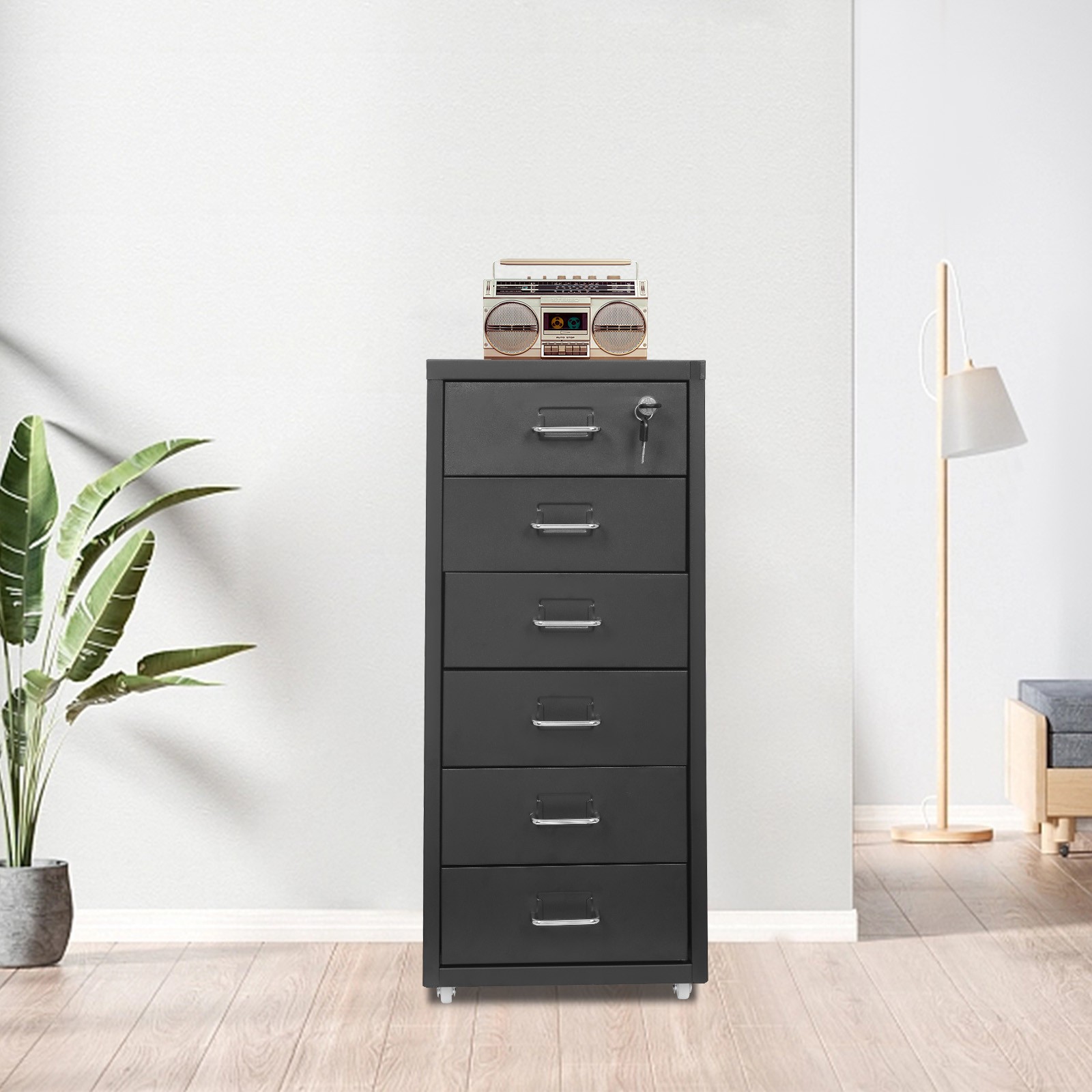 6 Tiers File Cabinet with Lock Metal Vertical Filing Cabinet for Office Home