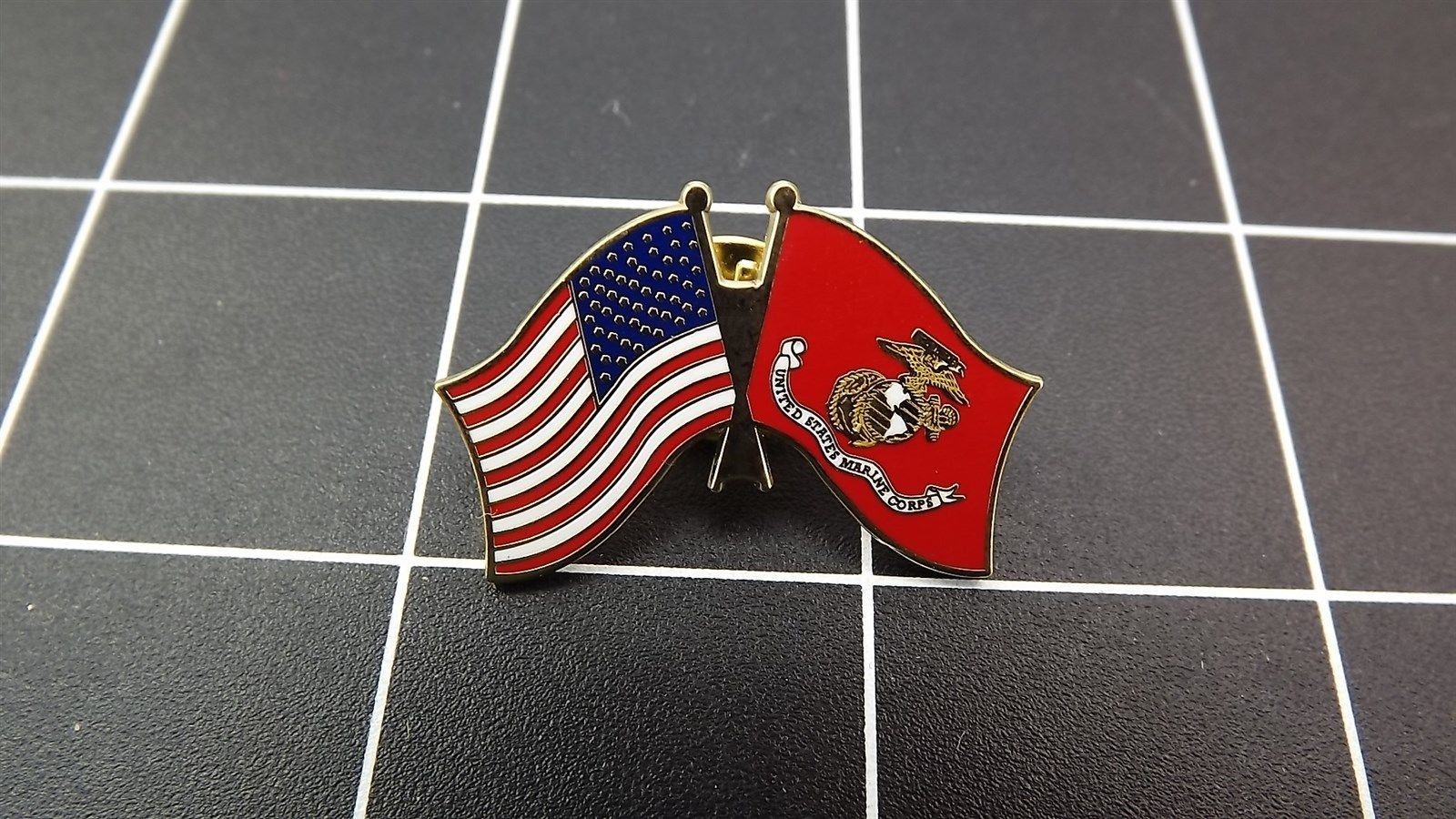 Lapel Pin "USMC-USA/USMC FLAG" LIFETIME GUARANTEE MARINE CORPS FREE SHIP