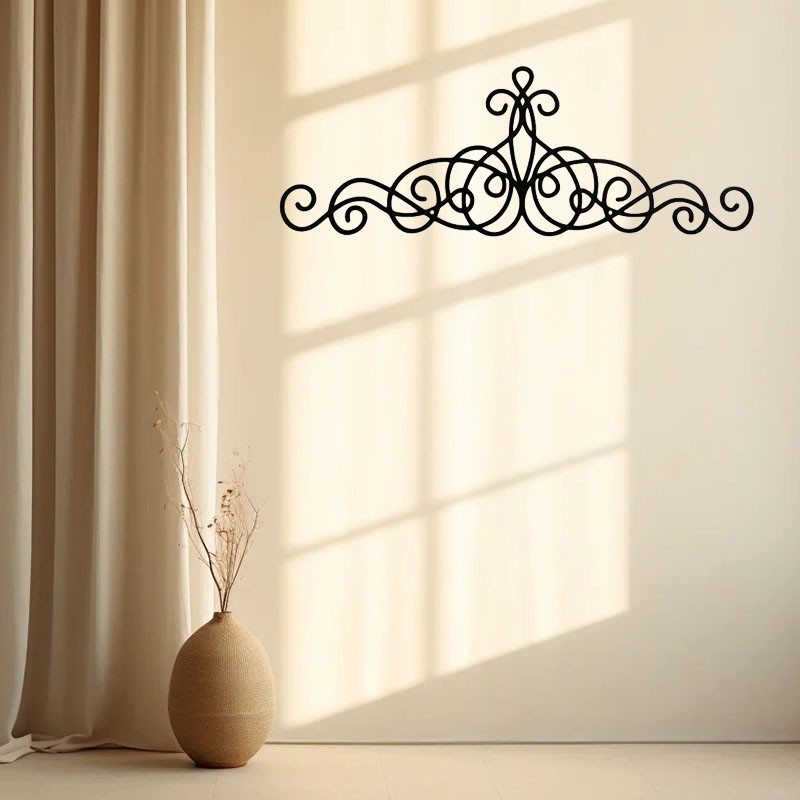 Vintage Ornate Black Wrought Iron Scroll Wall Decor