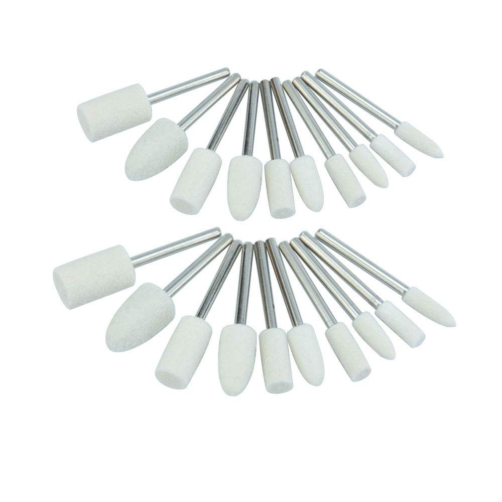 20-Piece Compressed Wool Polishing Wheels, 1/8" Mandrel Rotary Tool Bits