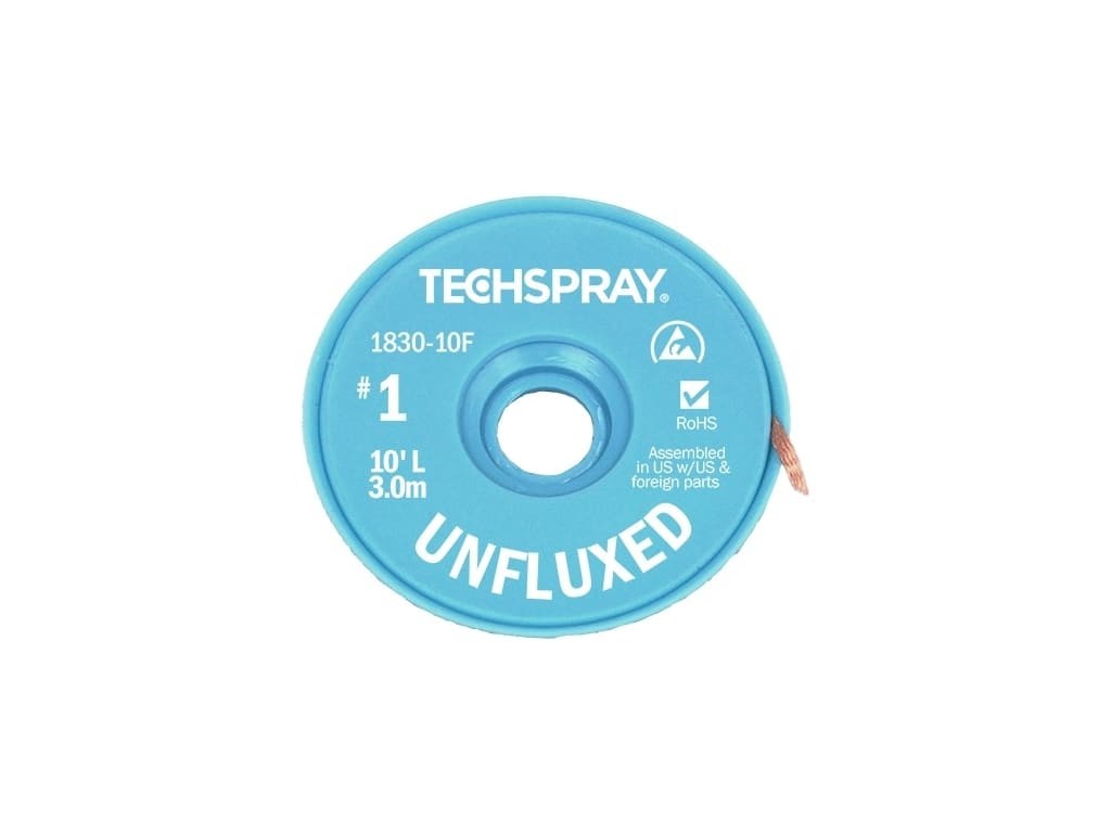 Techspray 1830-10F - Tech Spray Desolder Braid Unfluxed #1 White .035W