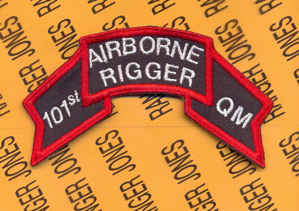 101st QM Quartermaster Support Co Airborne Rigger 4" scroll patch