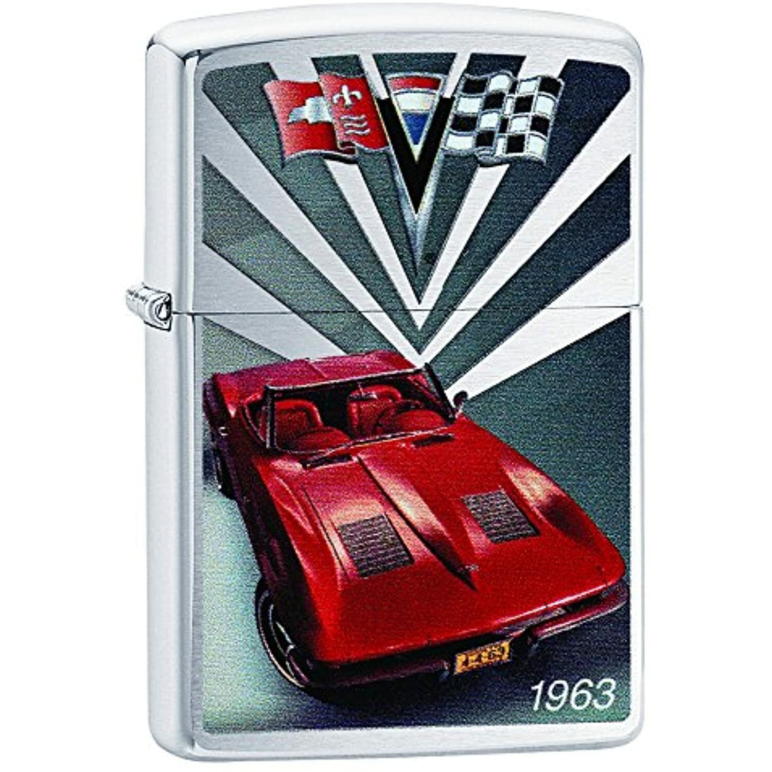 Zippo Lighter Chevy Corvette 1963 Brushed Chrome