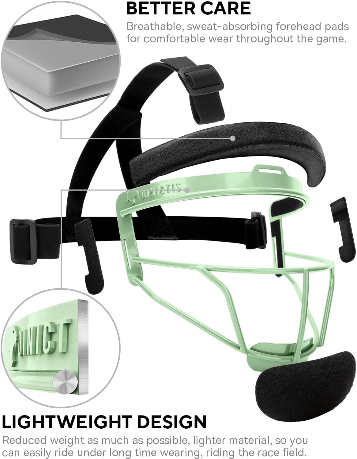 Dinictis Softball Face Mask Lightweight Comfortable Wide Vision Durable Safe