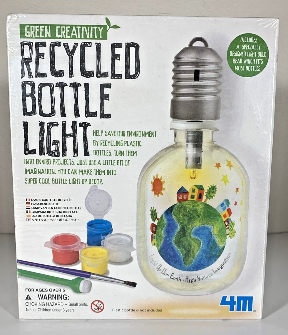4M Green Creativity Recycled Bottle Light Kit STEM DIY Kids Science Toy NEW NIB