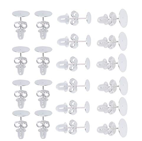 160 PCS 925 Sterling Silver Plated Earrings Posts Flat Pad Hypoallergenic Fla...