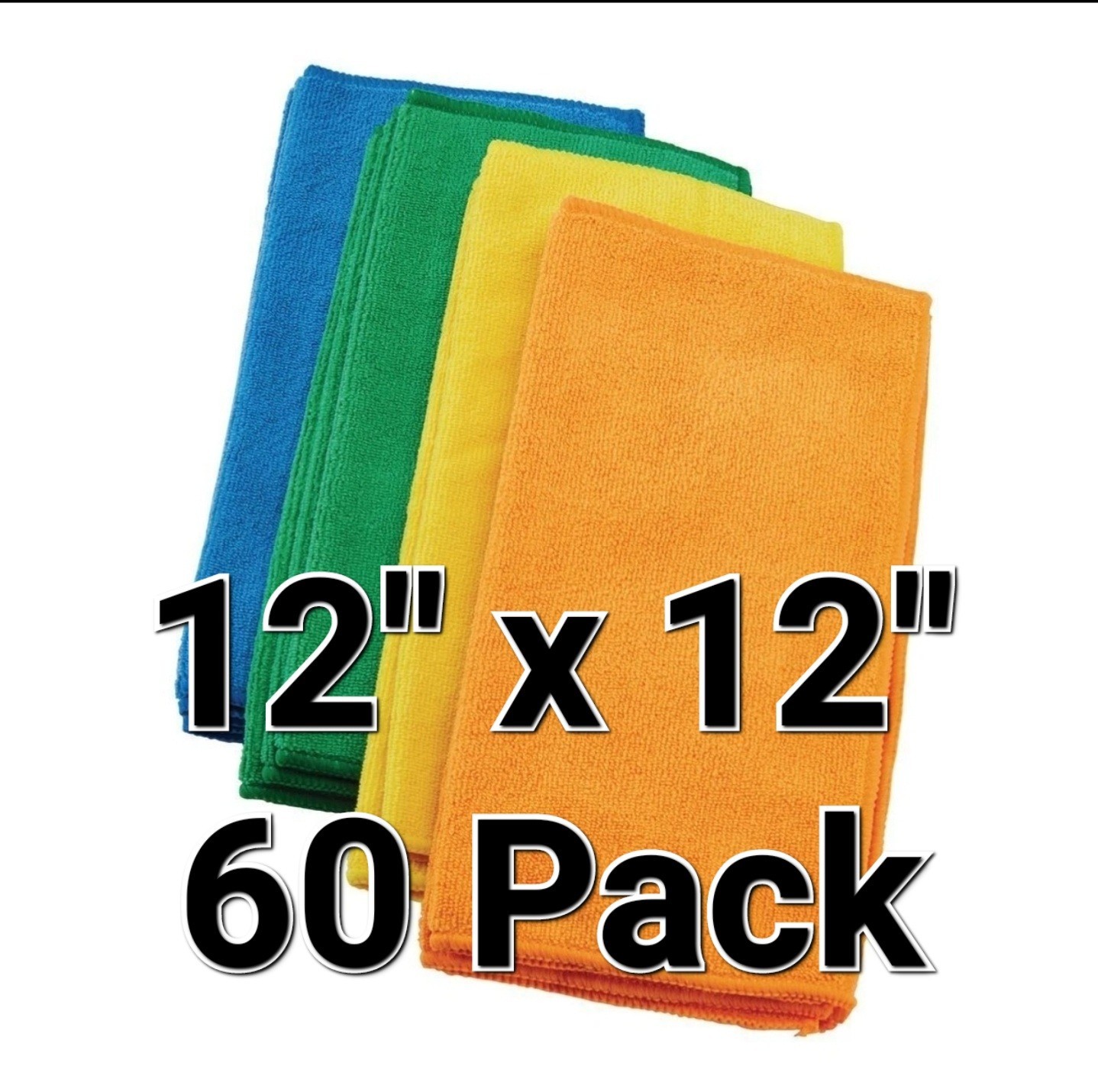 60 pack  Microfiber Cleaning Cloths 12" x 12"  Quick Ship from CA
