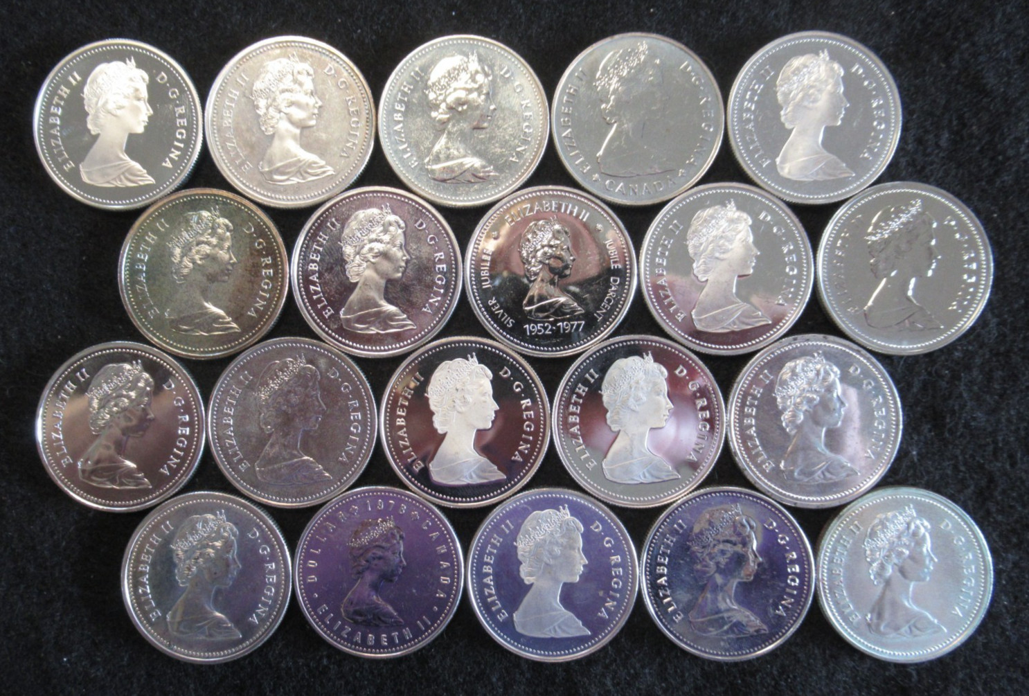 Roll Lot of 20 Canada Silver Dollars BU