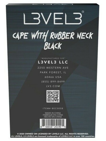 L3VEL3 Professional Rubber Neck Cutting Cape | Black