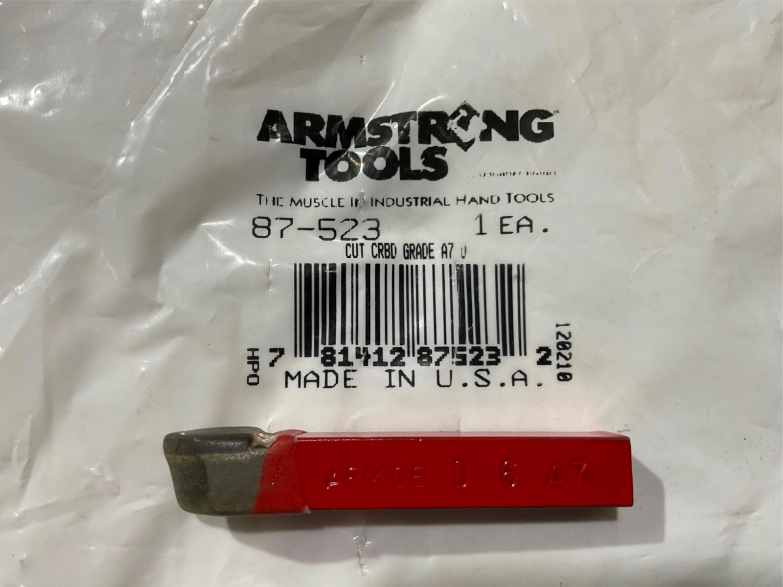 Armstrong 87-523 Cut Carbide Grade A7 D6 USA