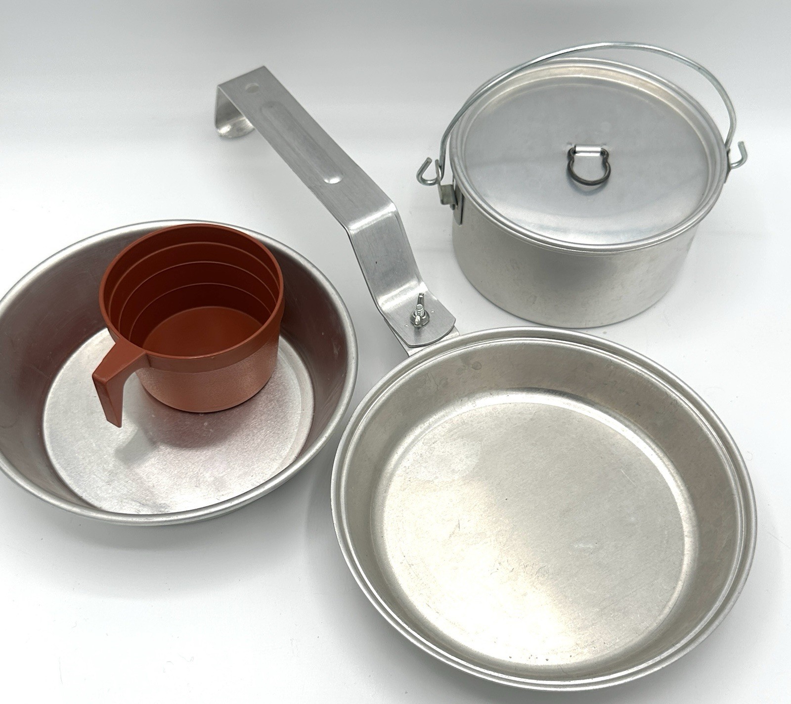Mirro Mess Kit Pan + Vintage Aluminum Tray & Cup Backpacking Camping Pan Set