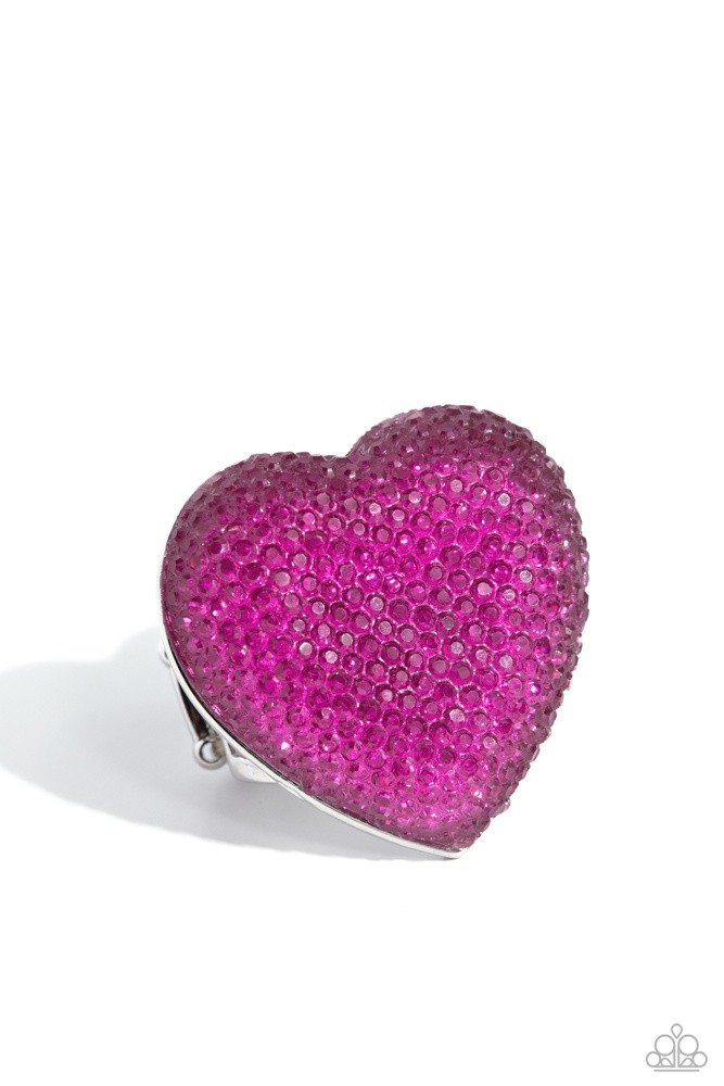 Paparazzi Hypnotizing Heart - Pink - Fuchsia Rhinestones - Fushsia Heart- Silver