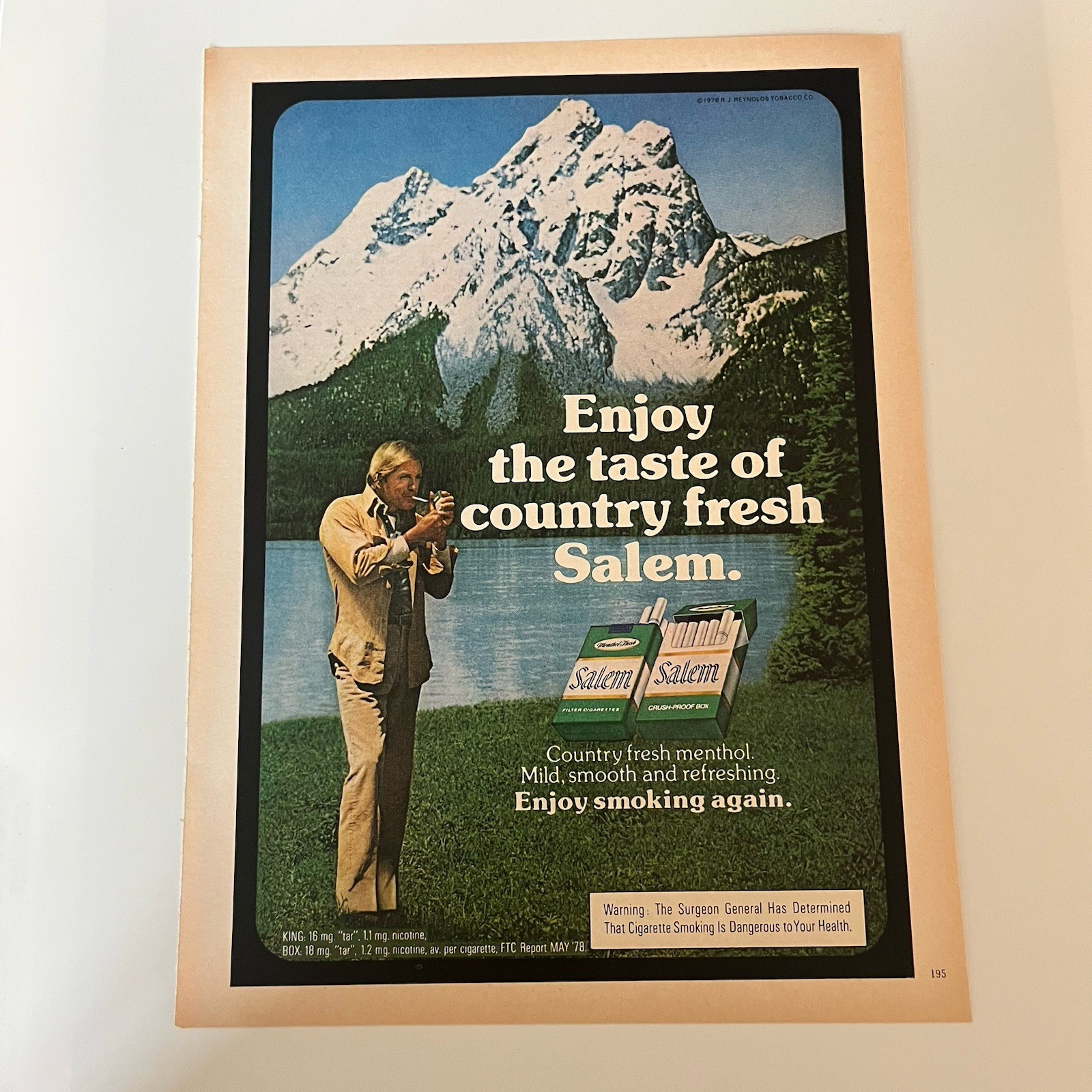 1978 Salem Cigarettes Print Ad Original Vintage Enjoy The Taste Of Country Fresh