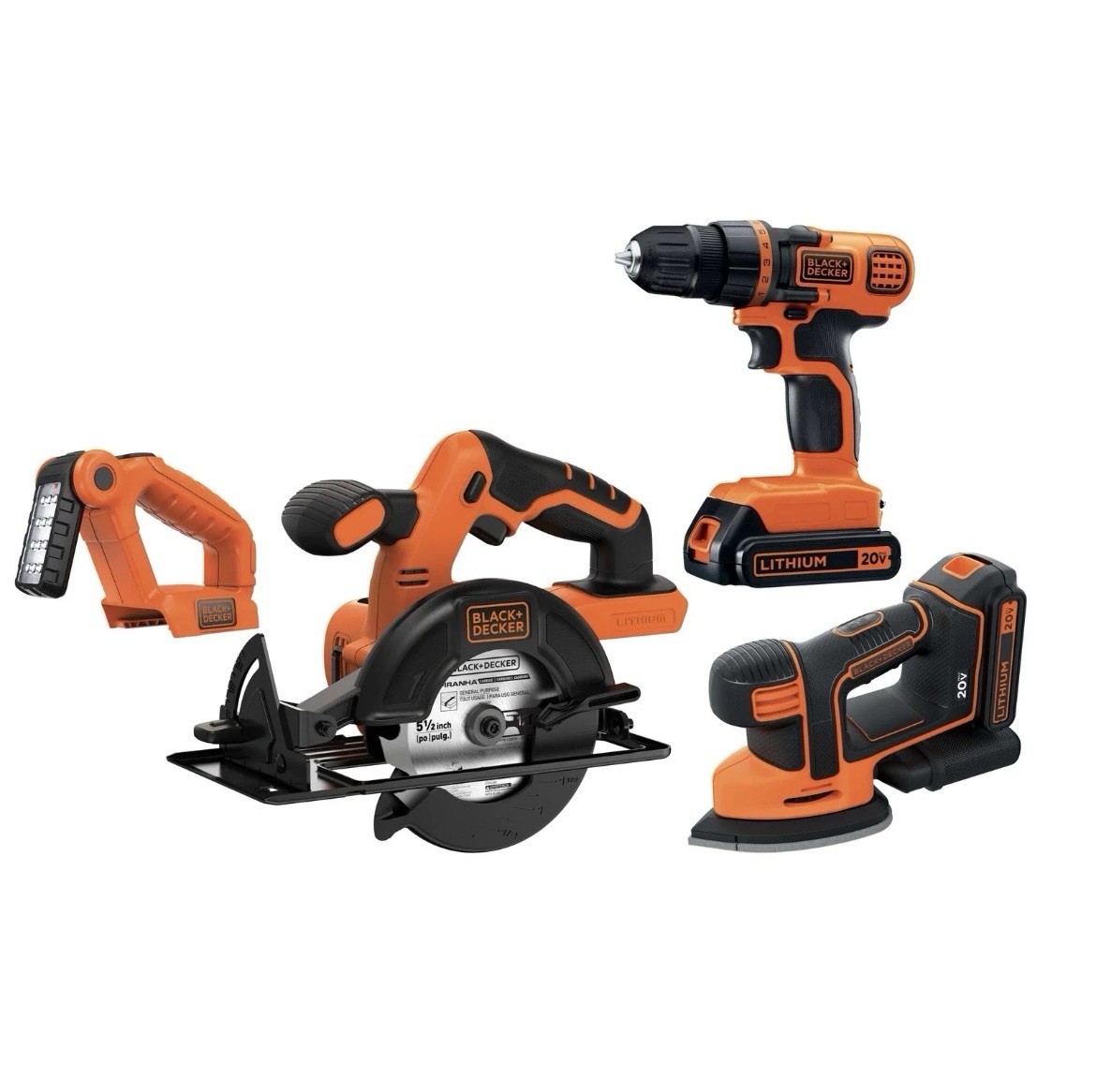 BLACK+DECKER 20V Max* Lithium Ion 4 Tool Combo Kit - BD4KITCDCMSL IN HAND NWT