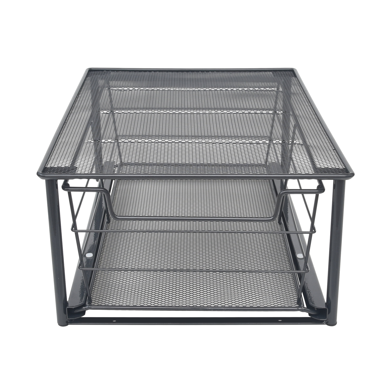 (2 pack) Small Stackable Slide-Out Drawer Organizer, Black