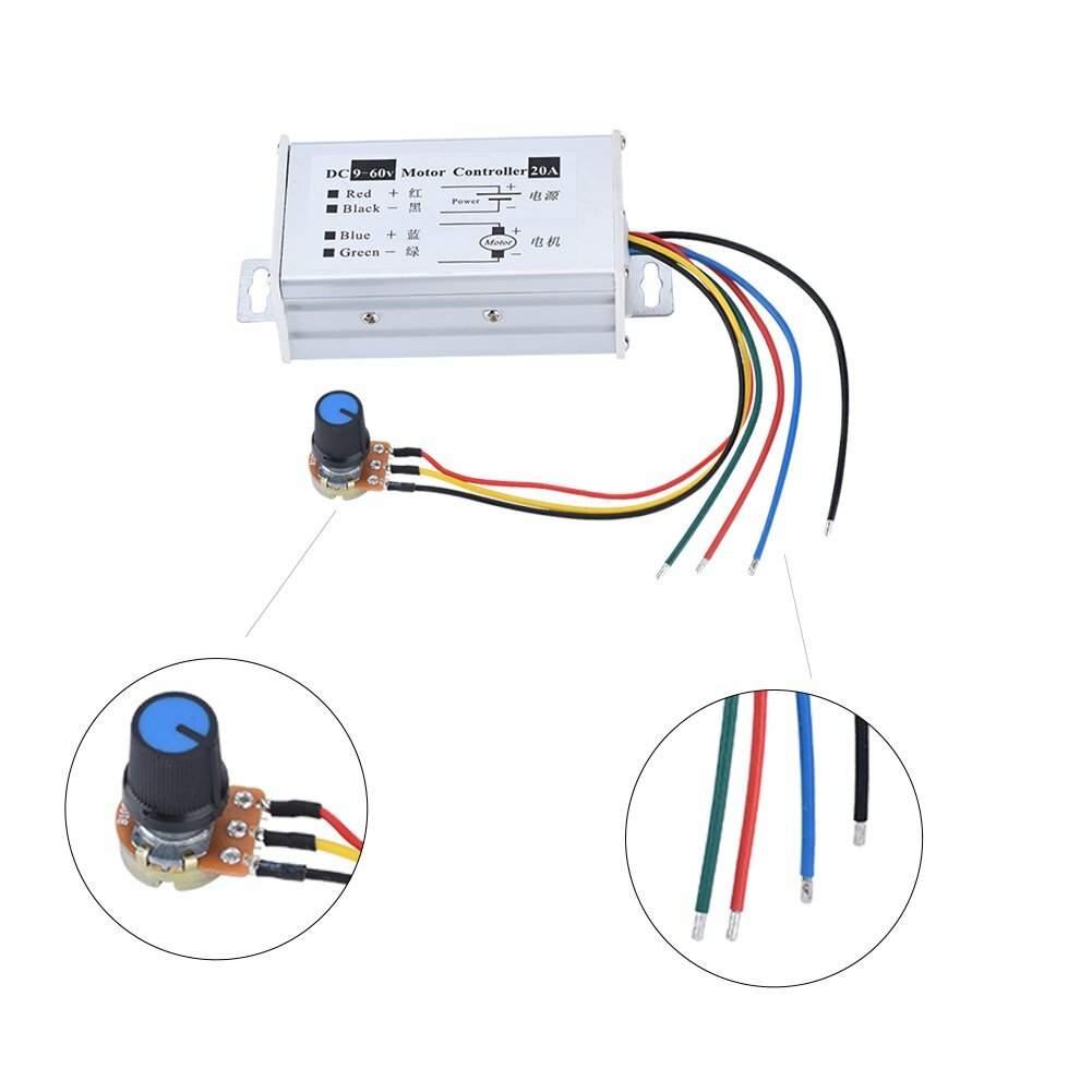 12V 24V Max 20A PWM DC Motor Stepless Variable Speed Control Controller Switch
