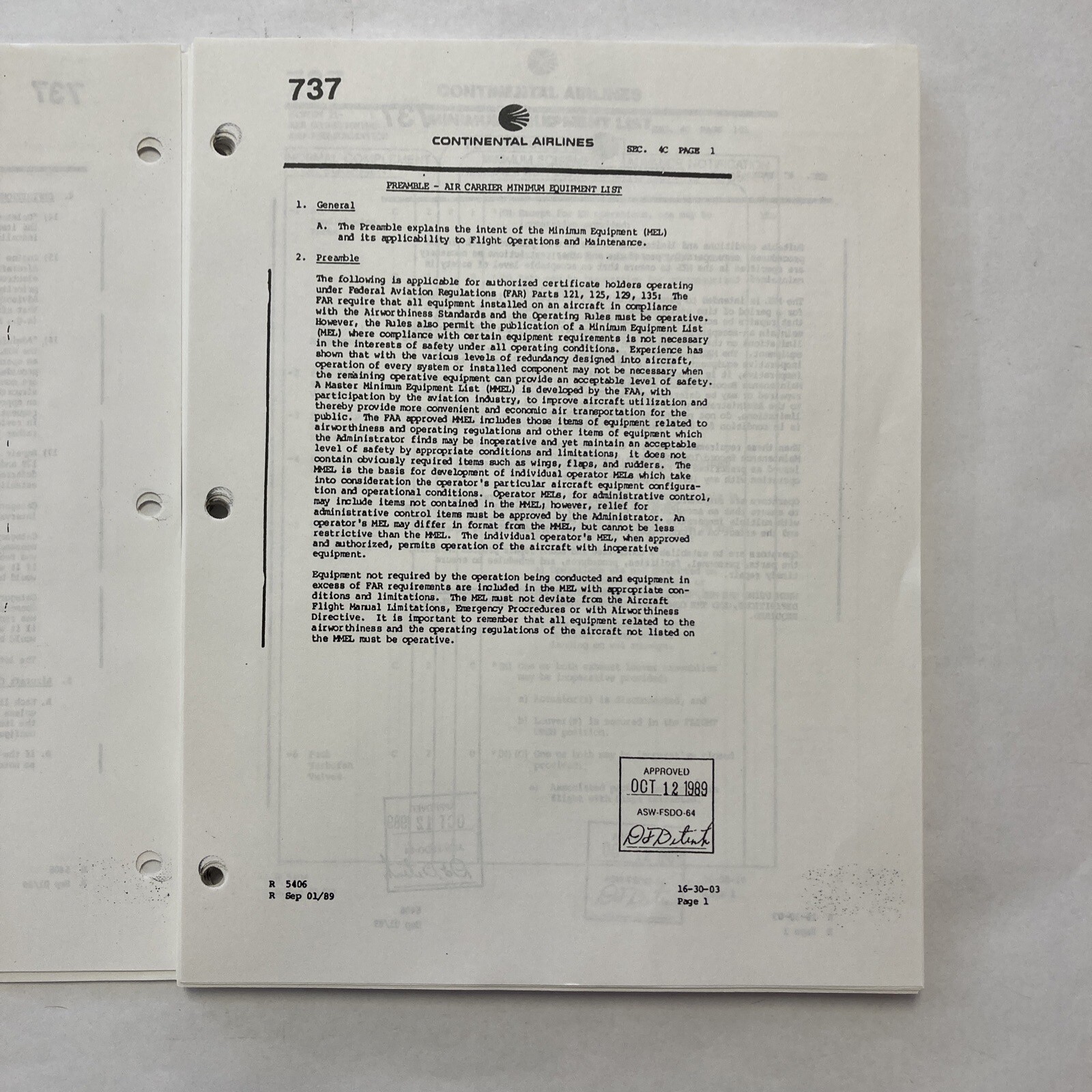 Boeing 737 Minimum Equipment List (MEL)